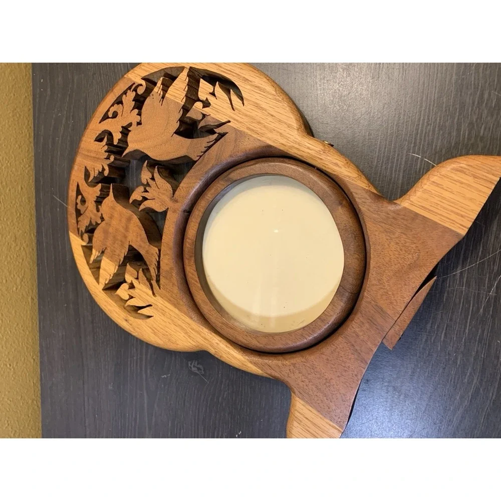 Hand Carved Wooden Frame Window Sill Hummingbirds And Flower